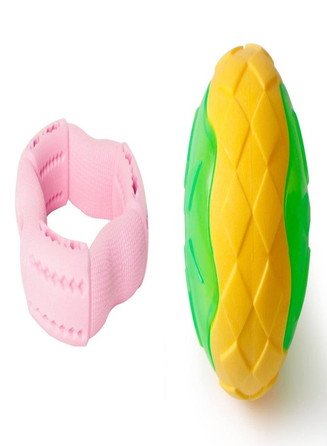 PET FUN لعبة عضاضة ثلاثية الاتجاهات للكلاب والجراء من بيت فن | كرة مطاطية مضيئة بتقنية LED لتوزيع المكافآت والعناية بالأسنان للكلاب والجراء | مجموعة من قطعتين من ألعاب المضغ والتدريب المتينة التي تصدر صوتاً - Image 1